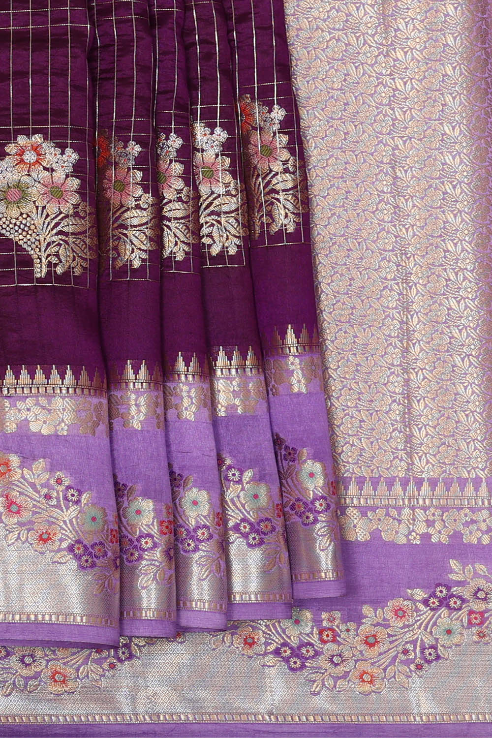 Image of Purple Banarasi Chiniya Silk Saree