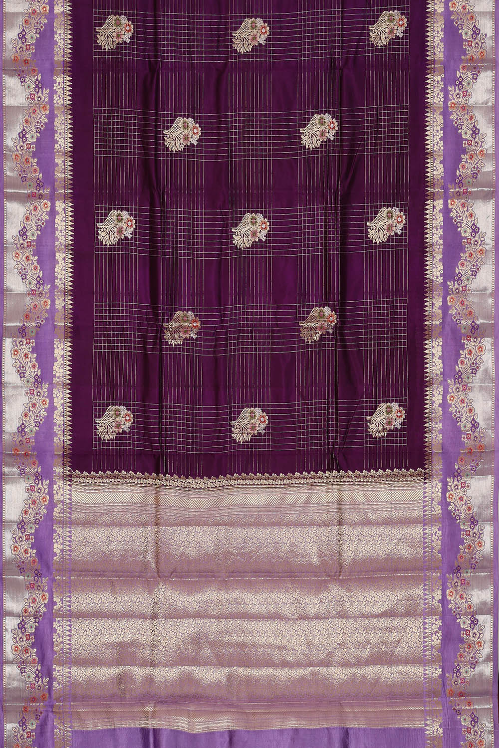 Image of Purple Banarasi Chiniya Silk Saree
