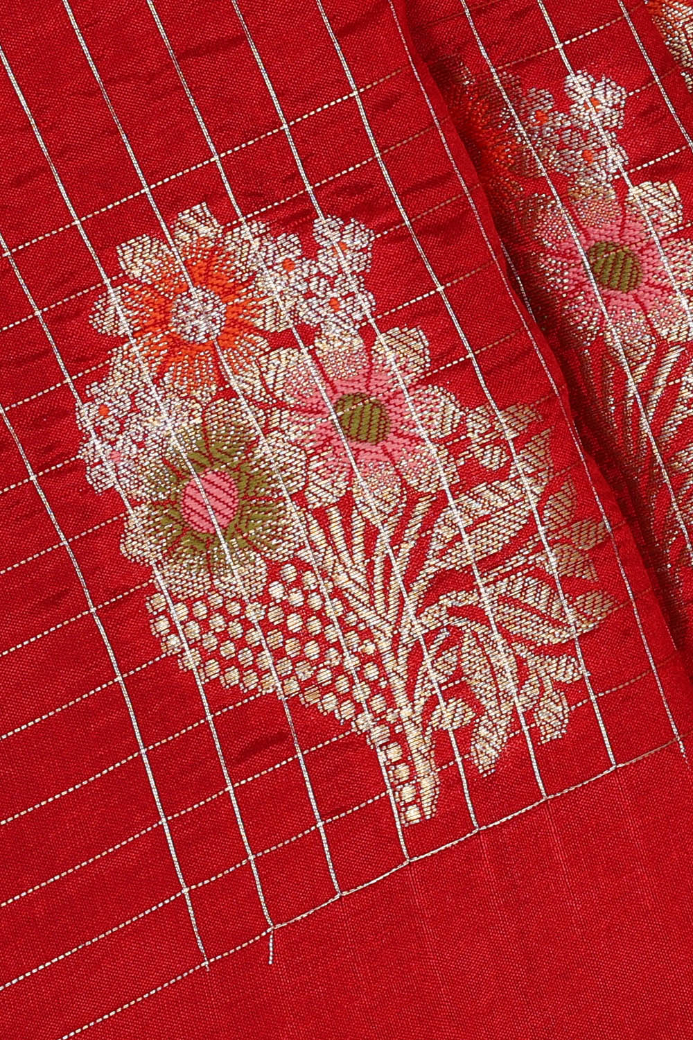 Image of Red Banarasi Chiniya Silk Saree