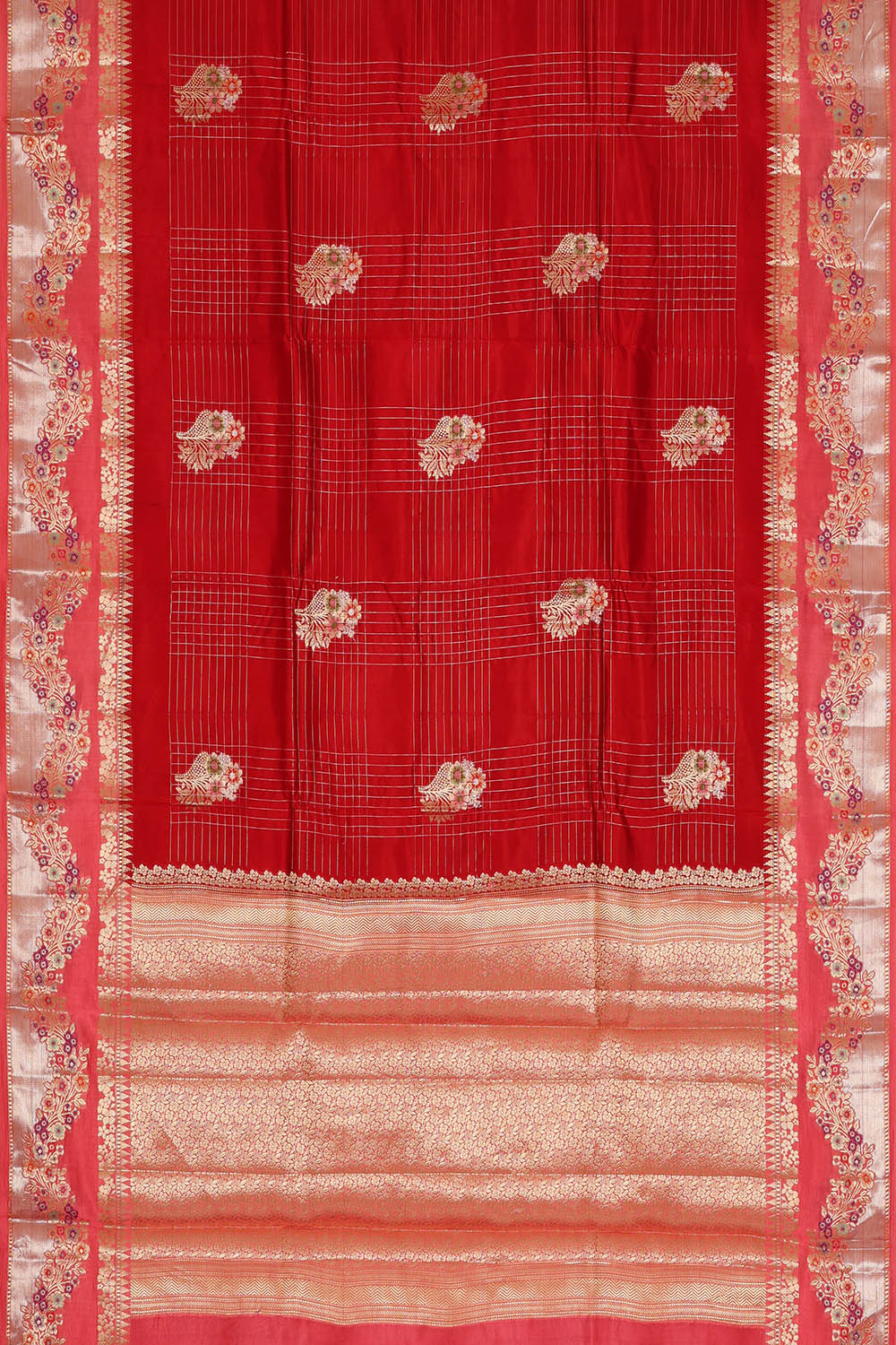 Image of Red Banarasi Chiniya Silk Saree