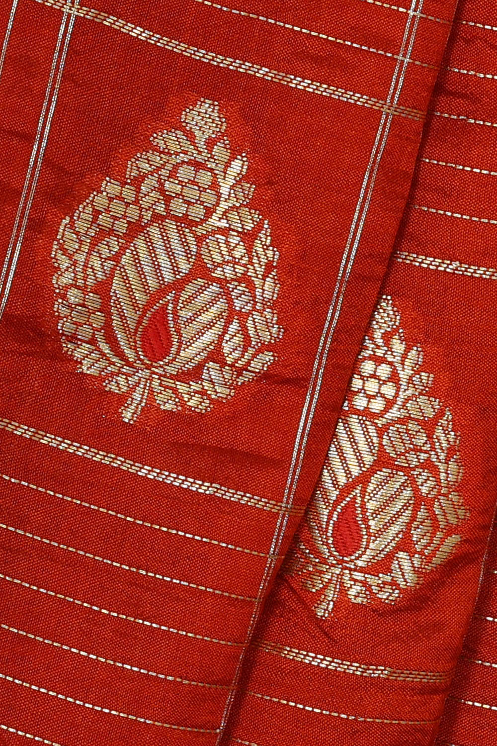 Image of Orange Banarasi Chiniya Silk Saree