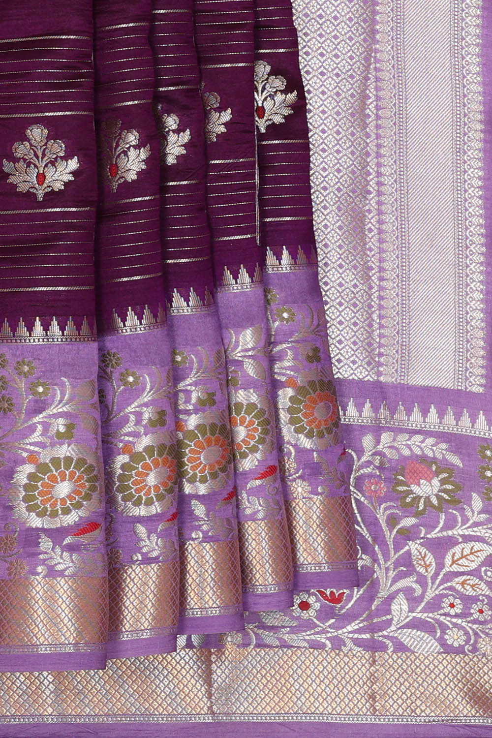 Image of Purple Banarasi Chiniya Silk Saree