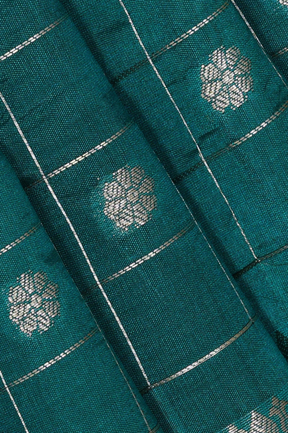 Image of Teal-Green Banarasi Chiniya Silk Saree