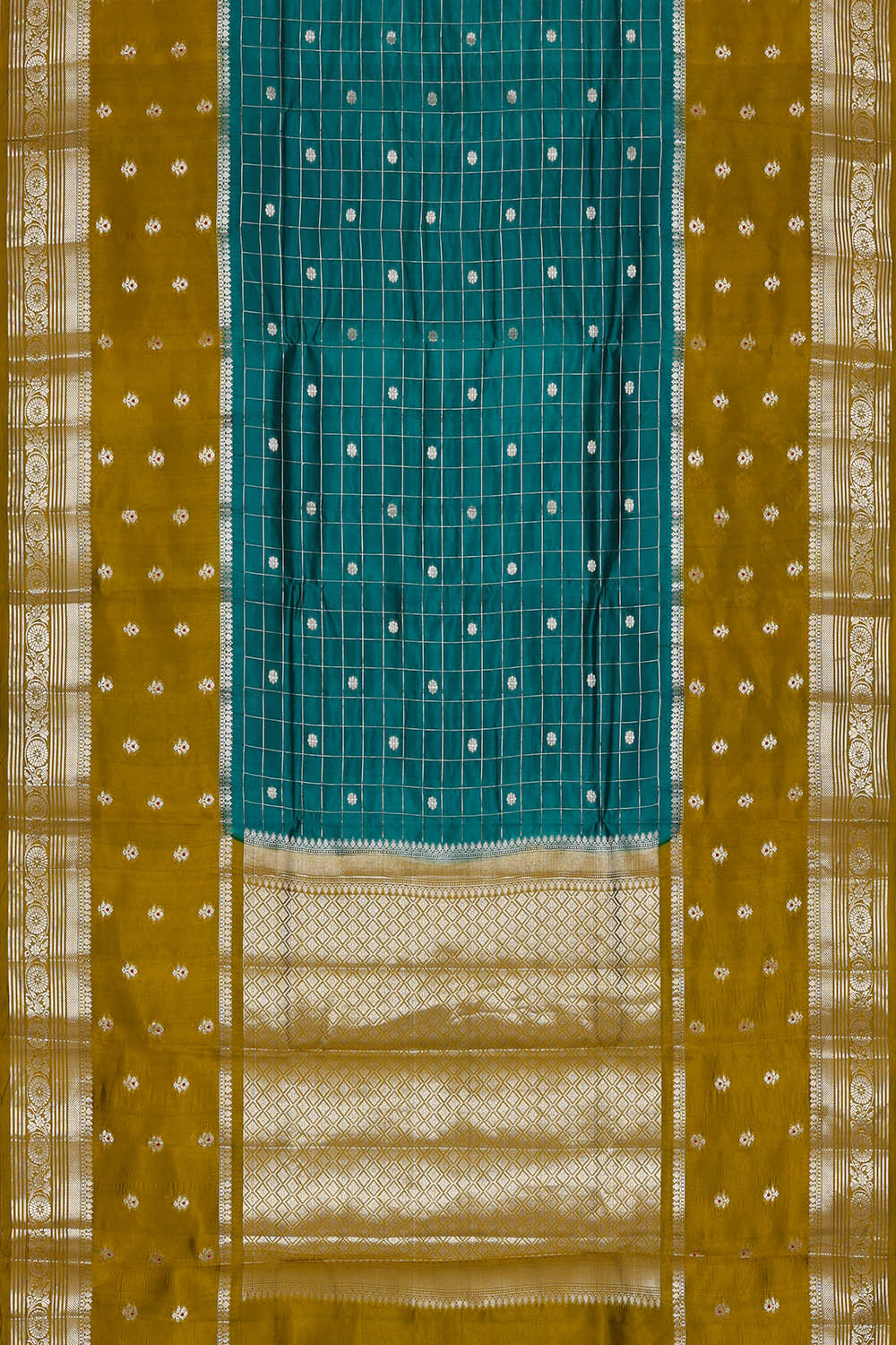 Image of Teal-Green Banarasi Chiniya Silk Saree