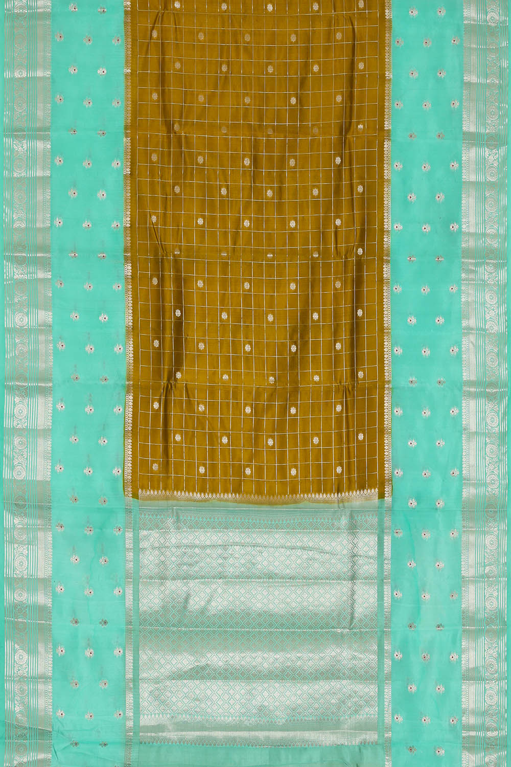 Image of Moss Green Banarasi Chiniya Silk Saree