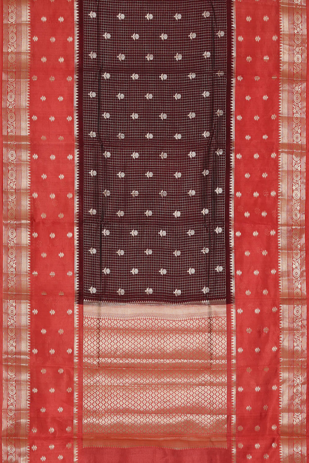 Image of Maroon Banarasi Chiniya Silk Saree