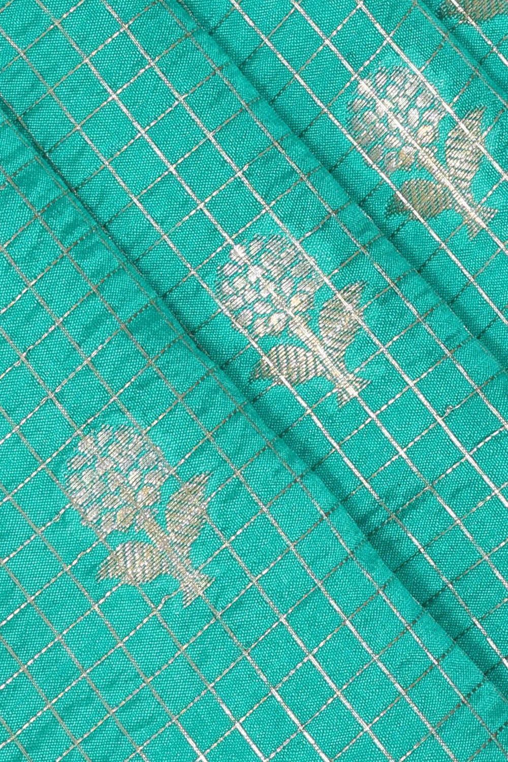 Image of Sea-Blue Banarasi Chiniya Silk Saree