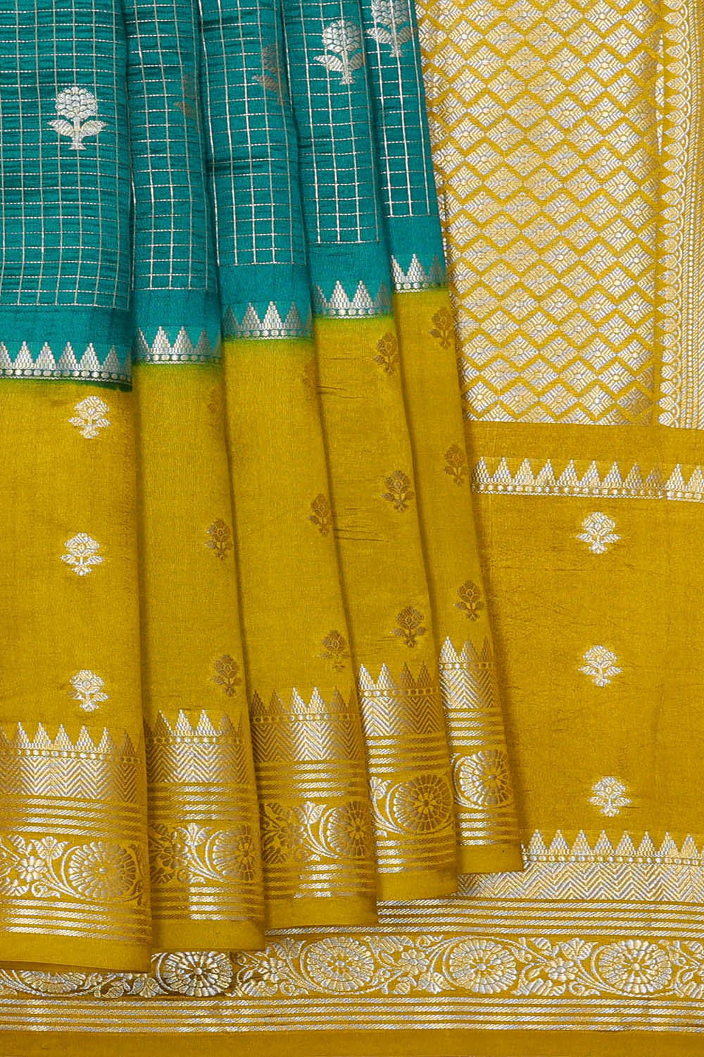 Image of Blue Banarasi Chiniya Silk Saree