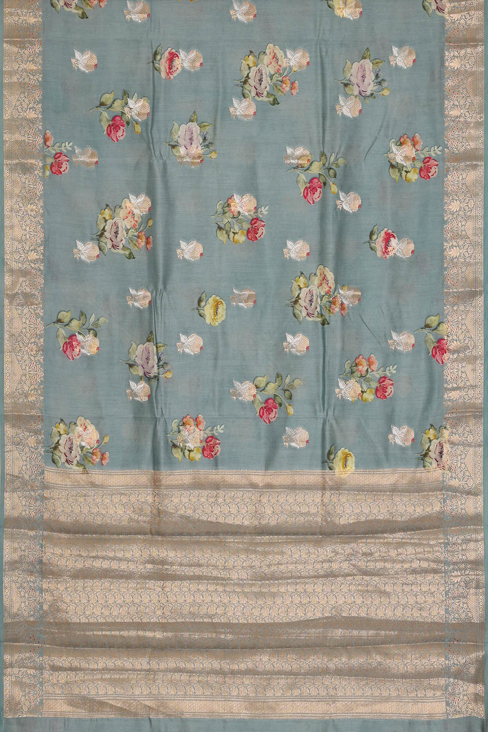 Image of Grey Banarasi Chiniya Silk Saree