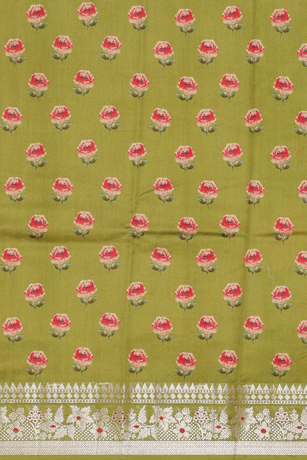 Image of Green Banarasi Chiniya Silk Saree