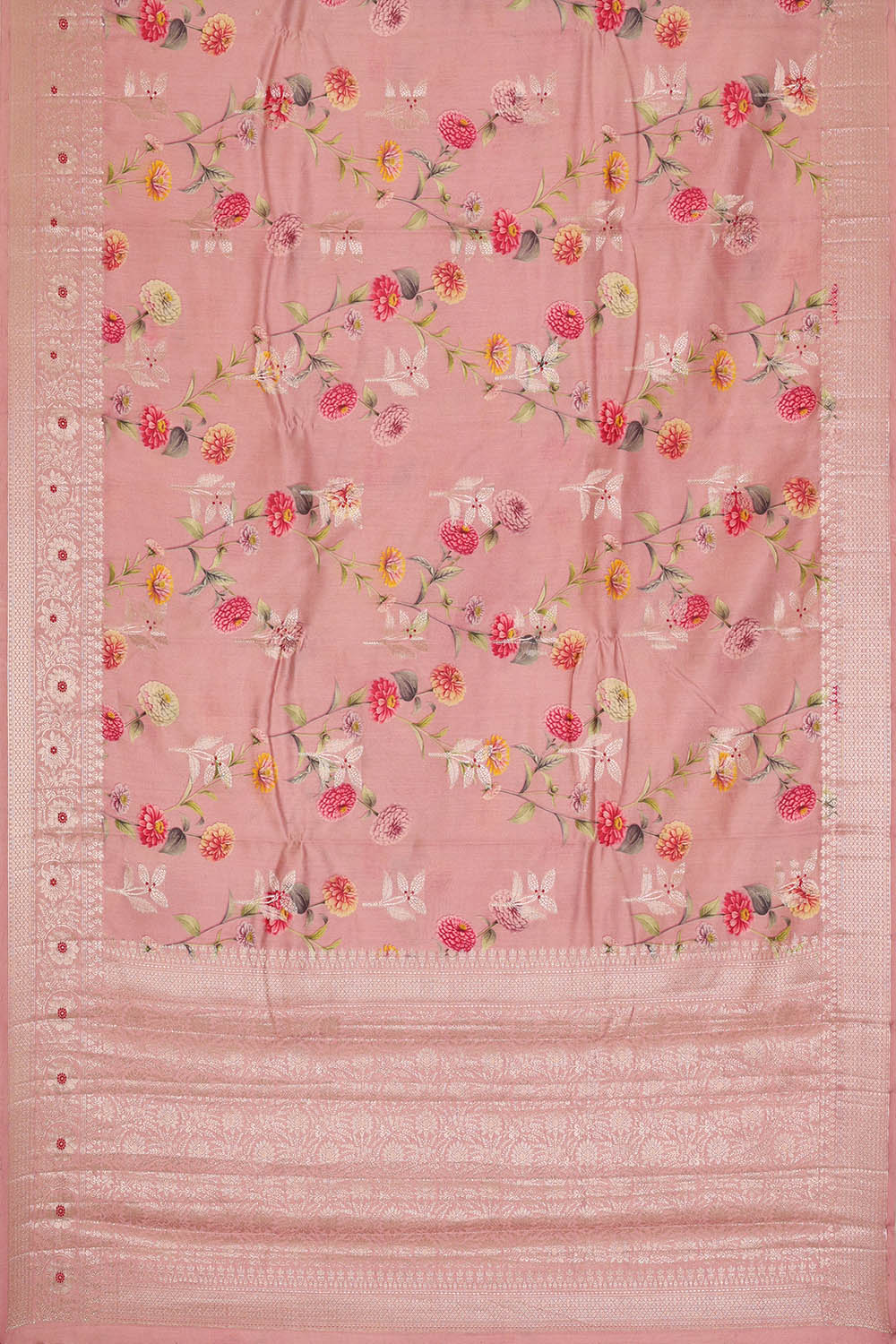Image of Lotus-Pink Banarasi Chiniya Silk Saree