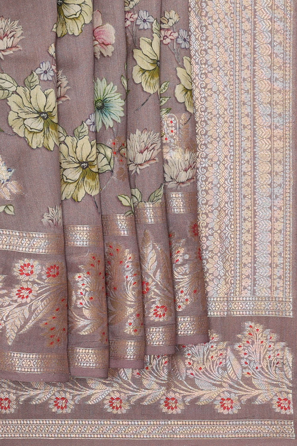 Image of Purple Banarasi Chiniya Silk Saree