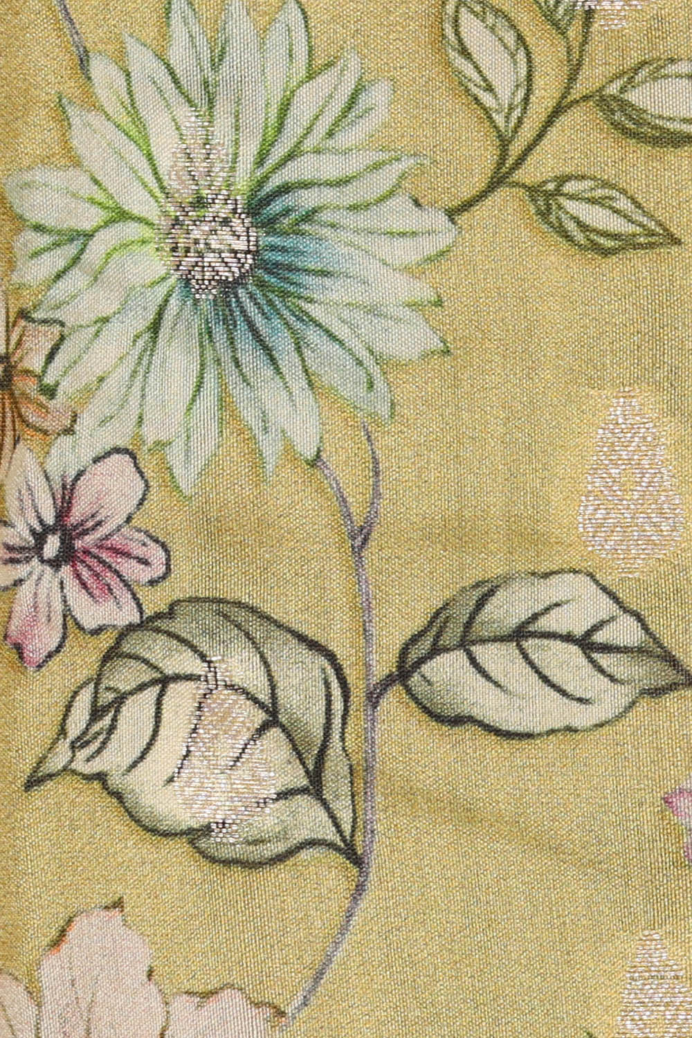 Image of Pale-Yellow Banarasi Chiniya Silk Saree