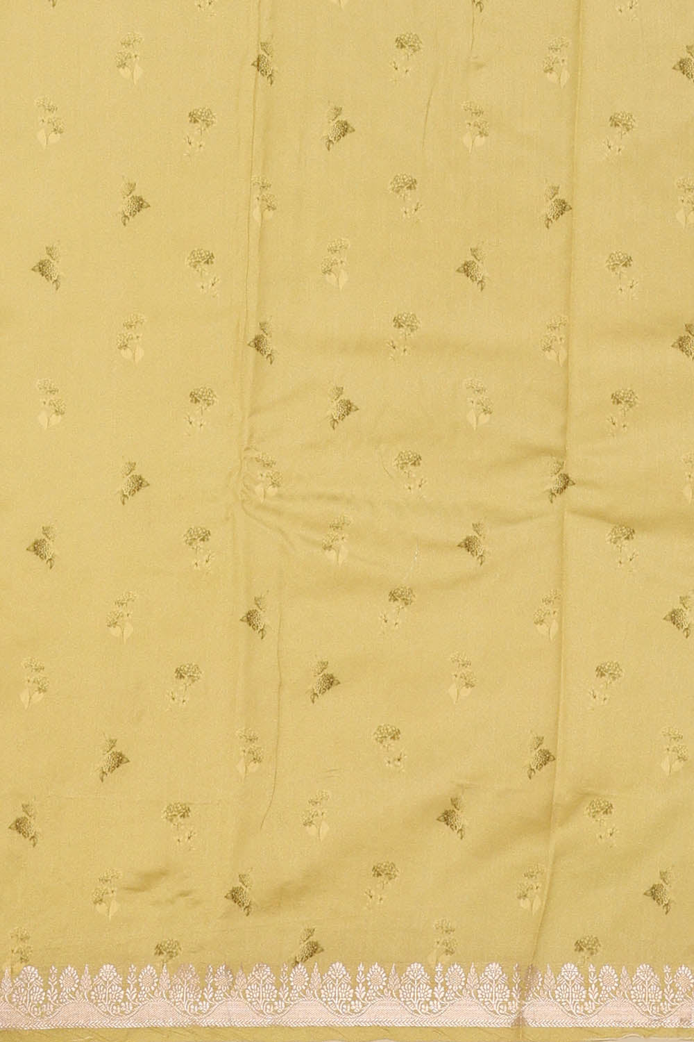 Image of Pale-Yellow Banarasi Chiniya Silk Saree