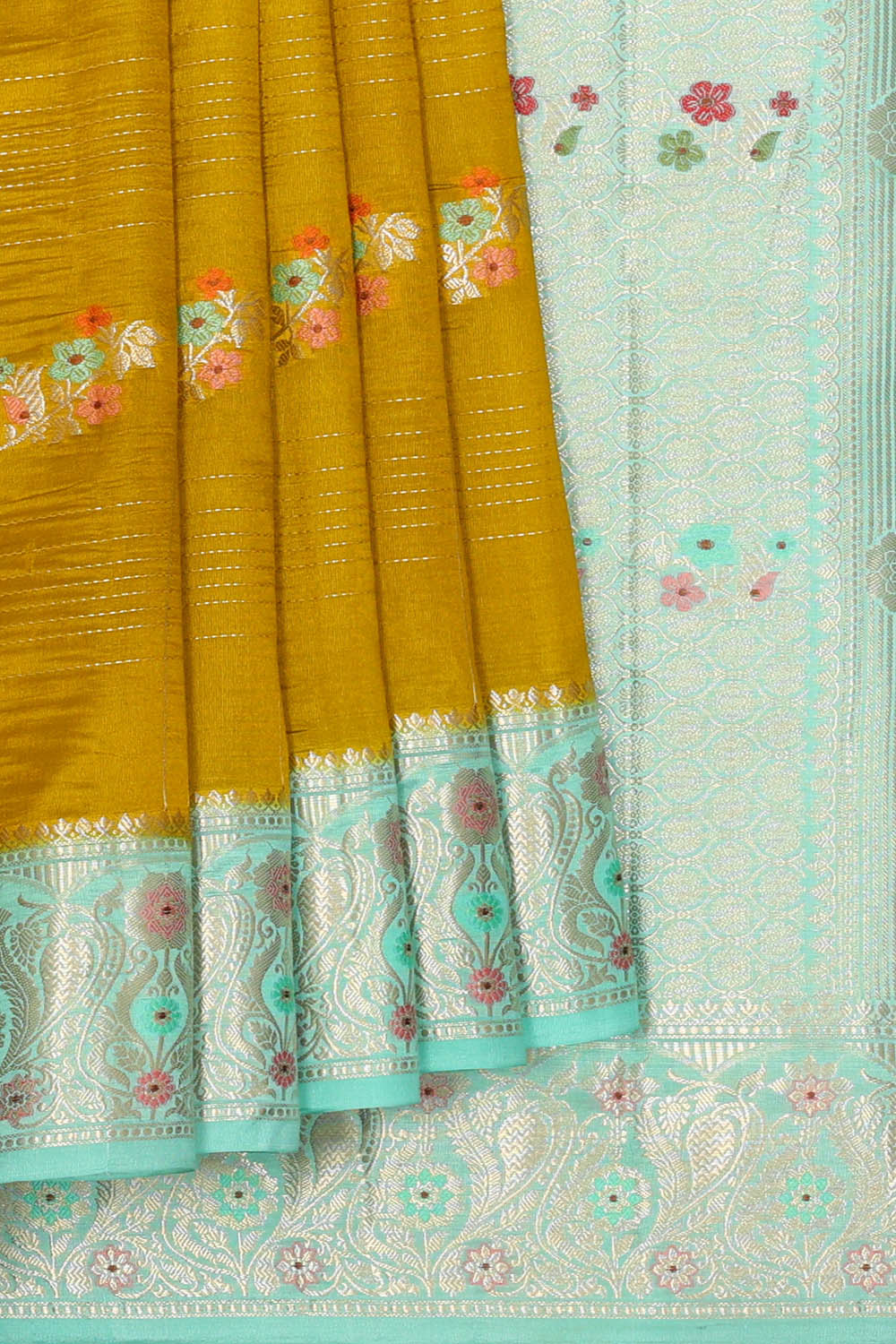 Image of Fenugreek-Green Banarasi Chiniya Silk Saree