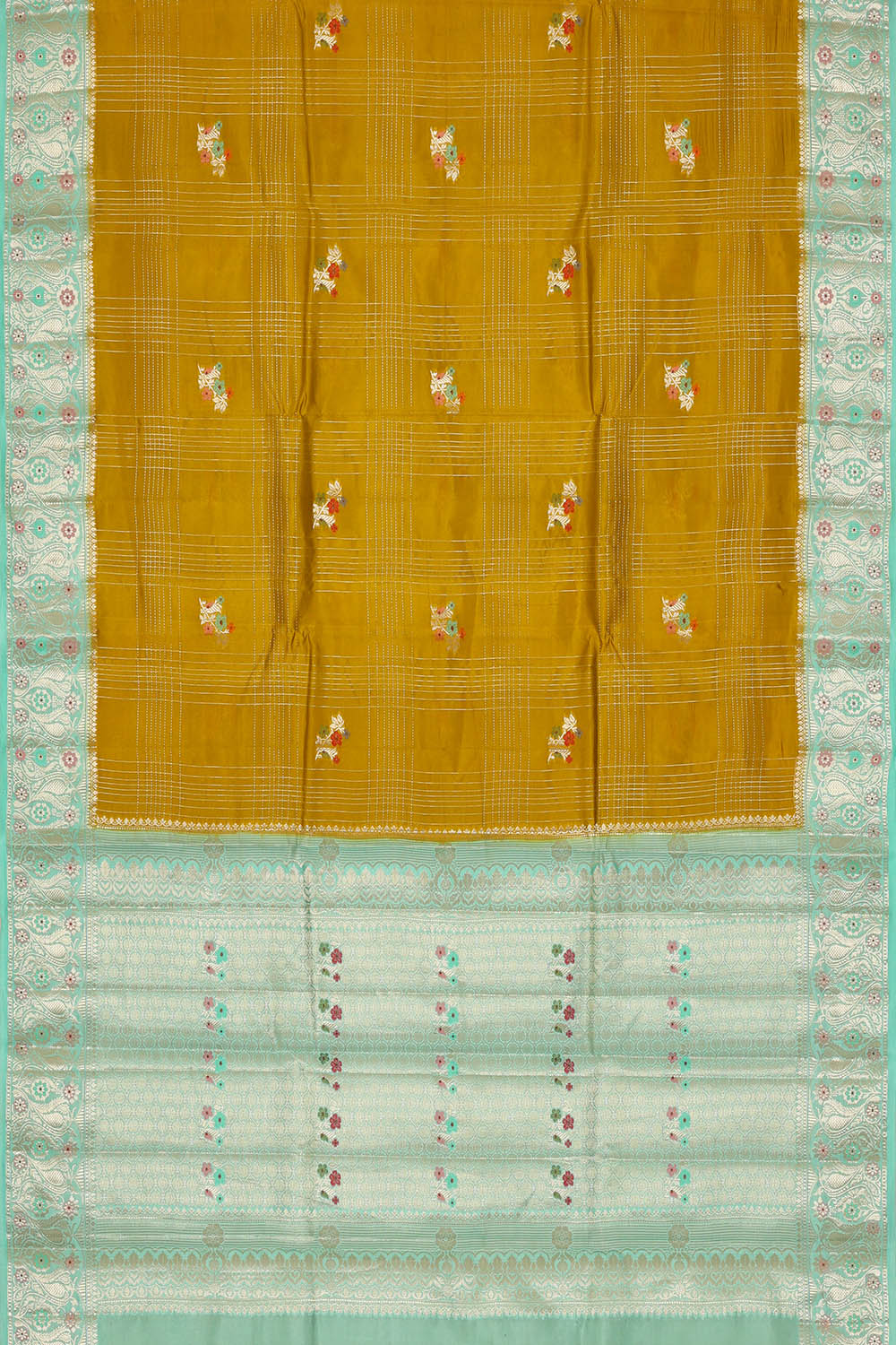 Image of Fenugreek-Green Banarasi Chiniya Silk Saree