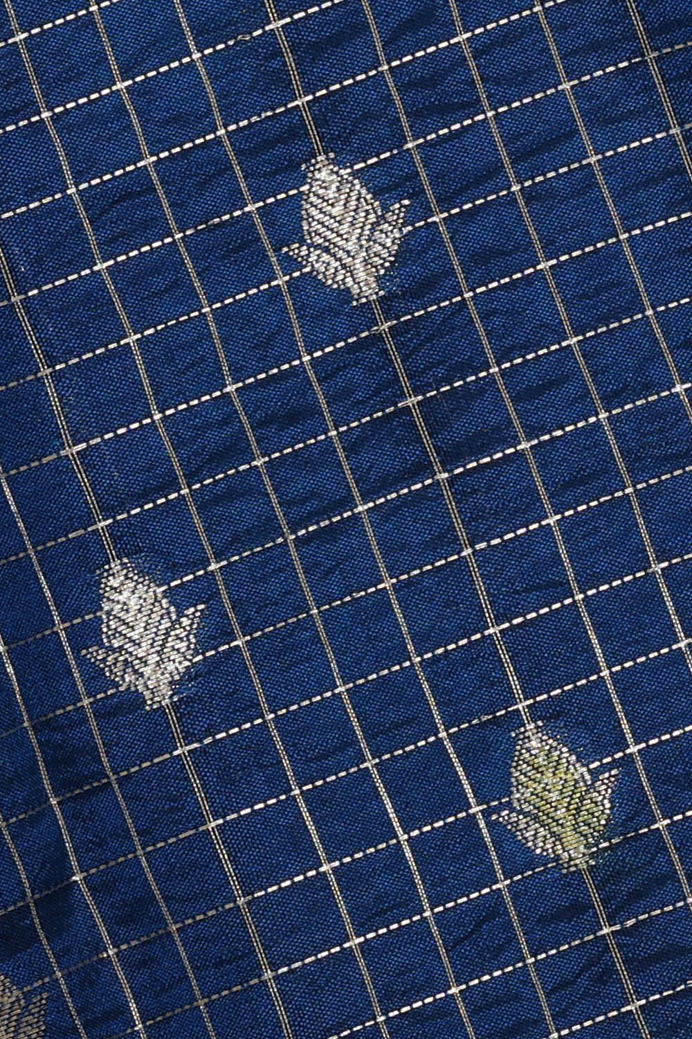 Image of Blue Kattam Banarasi Chiniya Silk Saree