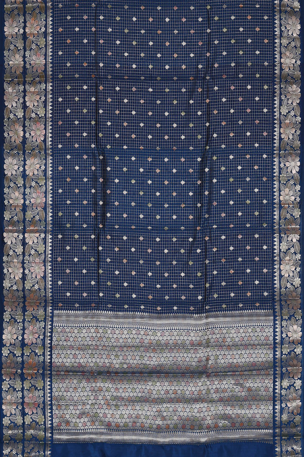 Image of Blue Kattam Banarasi Chiniya Silk Saree