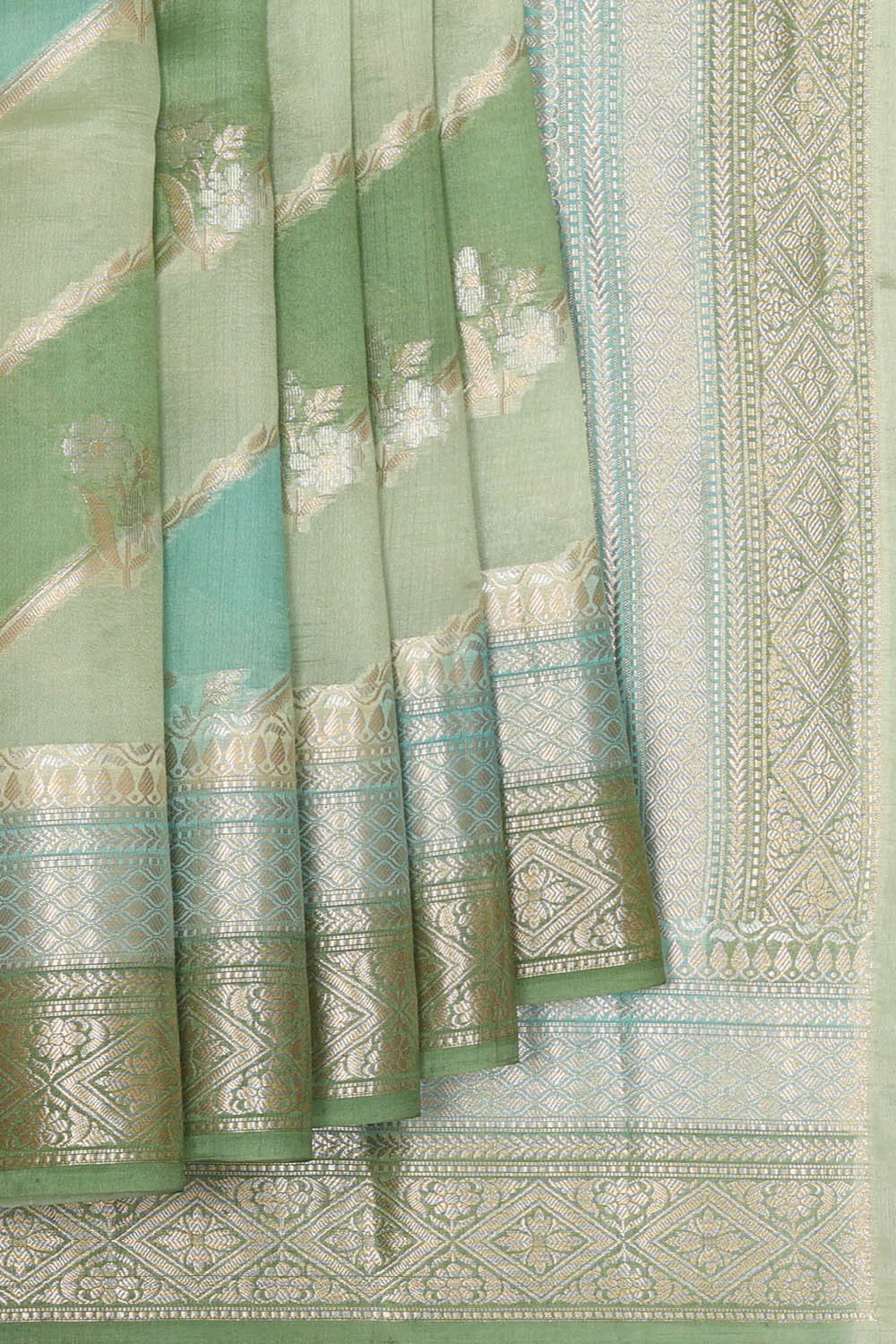 Image of Green Banarasi Chiniya Silk Saree