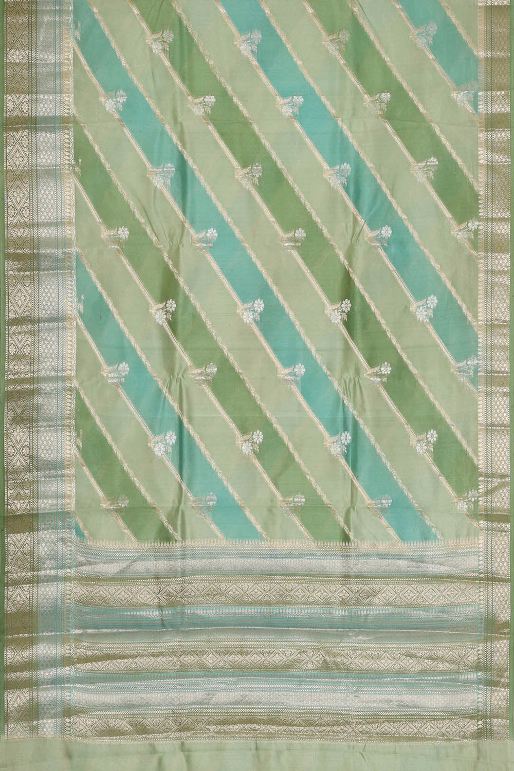 Image of Green Banarasi Chiniya Silk Saree