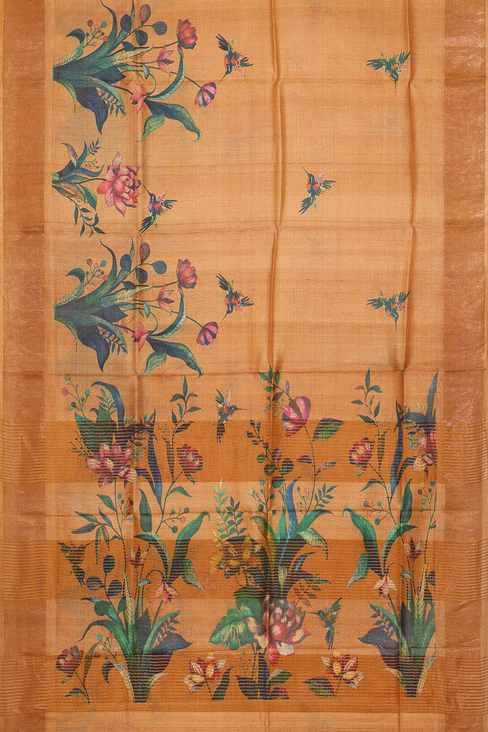 Image of Peach Desi Tussar Silk Saree