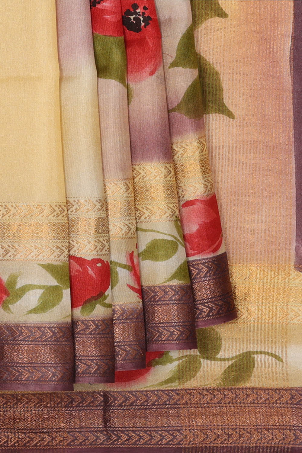 Image of Beige Desi Tussar Silk Saree