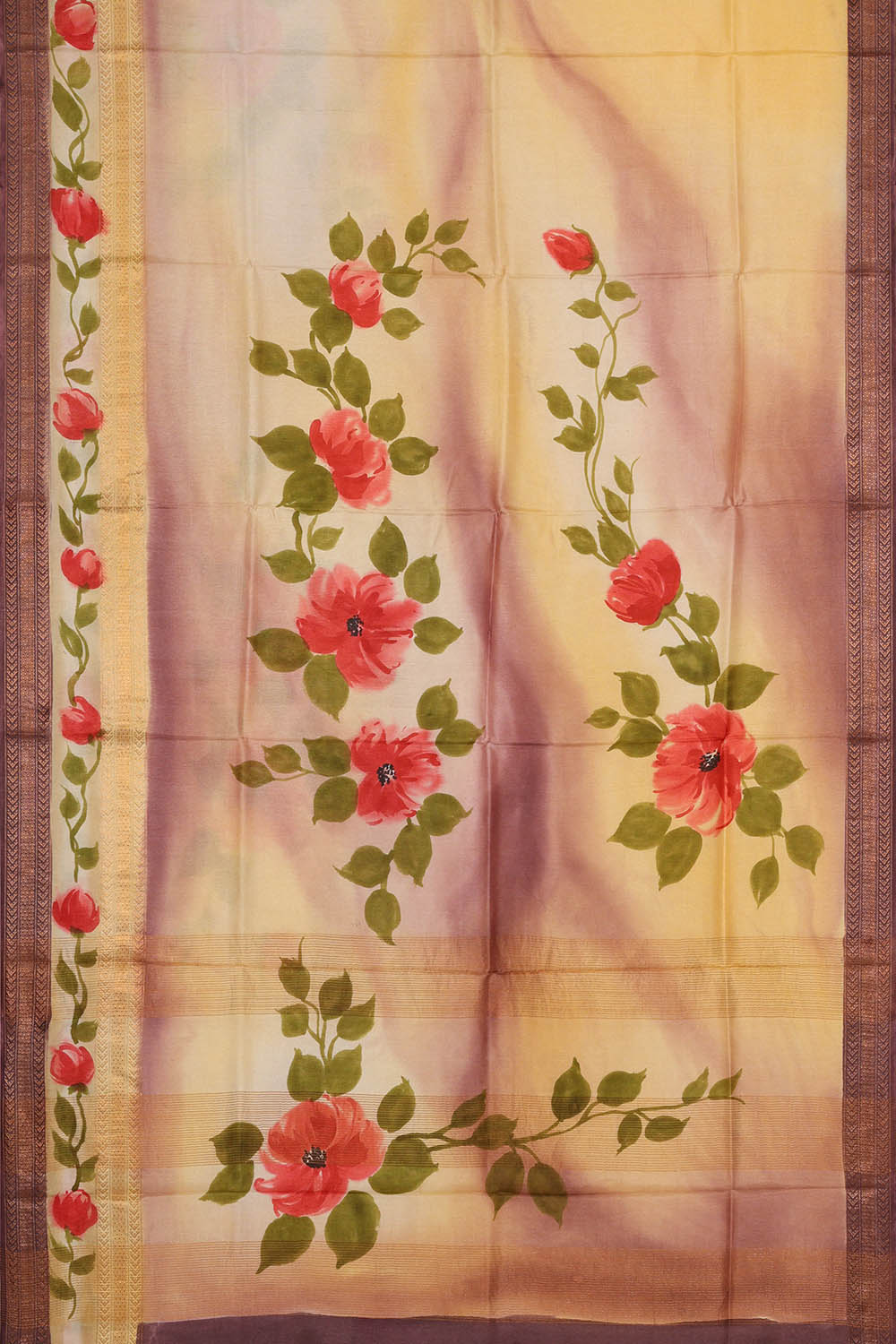 Image of Beige Desi Tussar Silk Saree