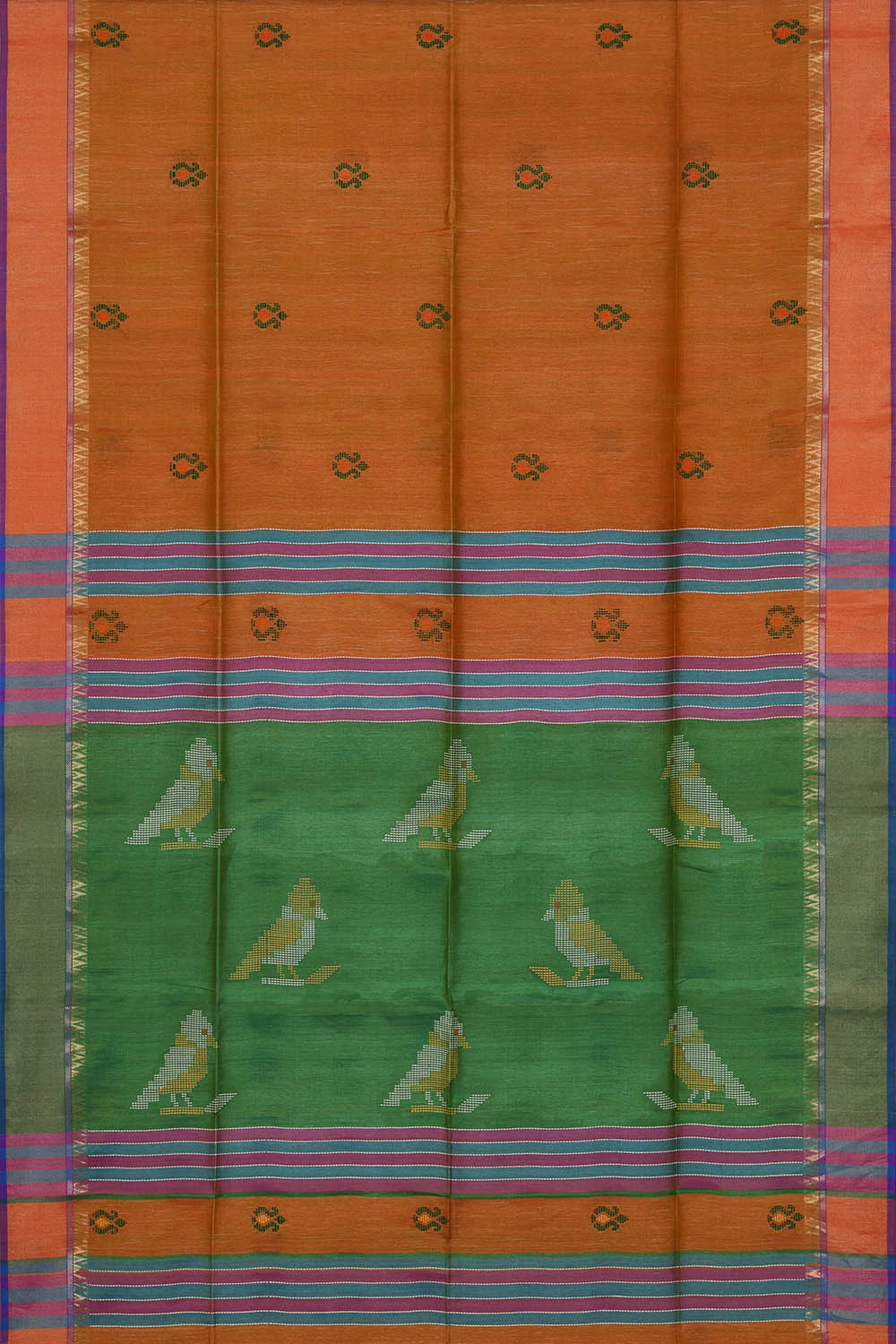 Image of Orange Tussar Silk Saree