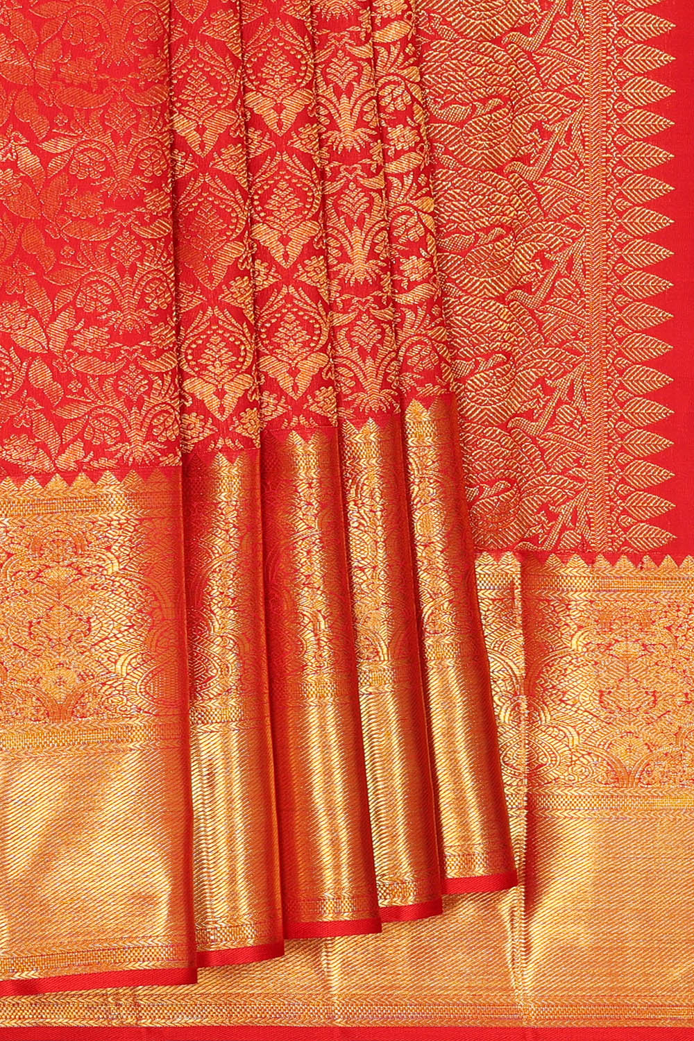 Image of Red Arani Brocade Silk Saree