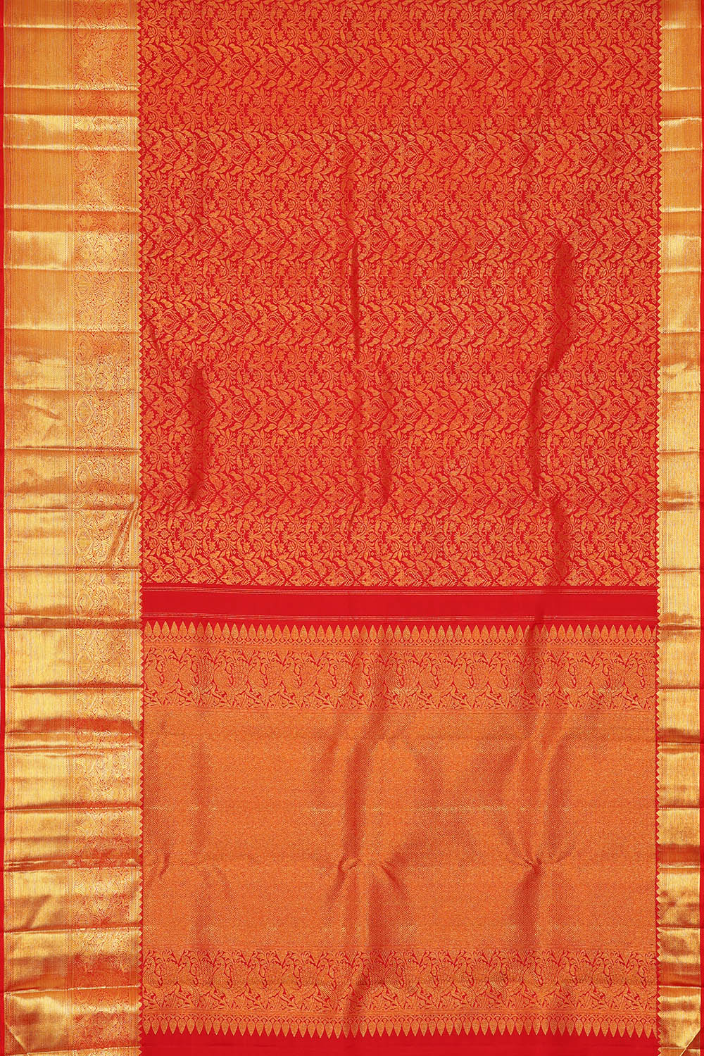 Image of Red Arani Brocade Silk Saree