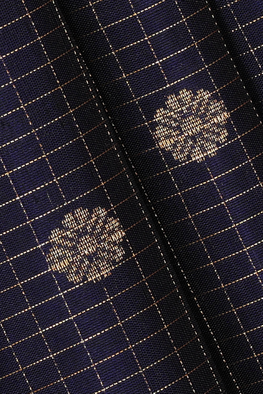 Image of Navy-Blue South Silk Kattam Saree