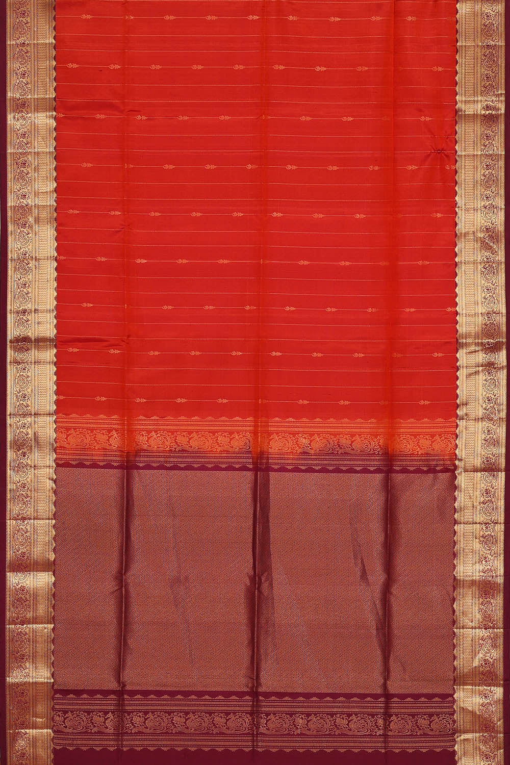 Image of Crimson-Red South Silk Saree