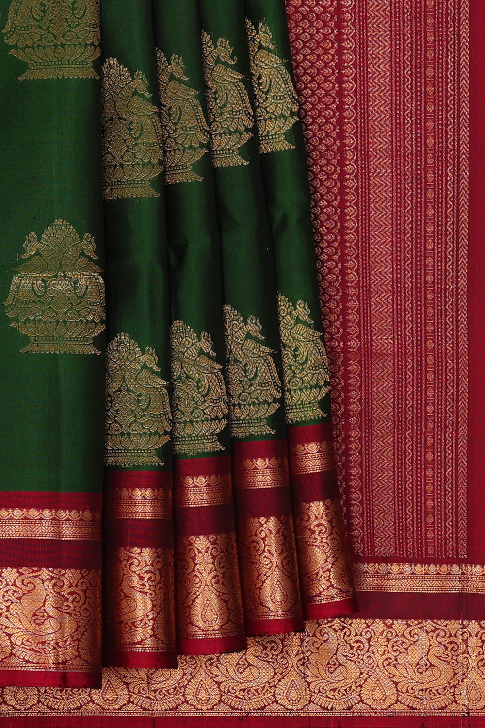 Image of Bottle-Green South Silk Saree