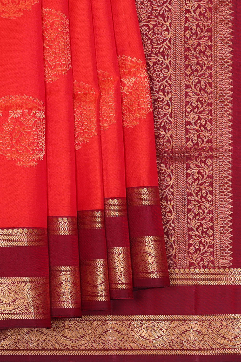 Image of Orange South Silk Saree
