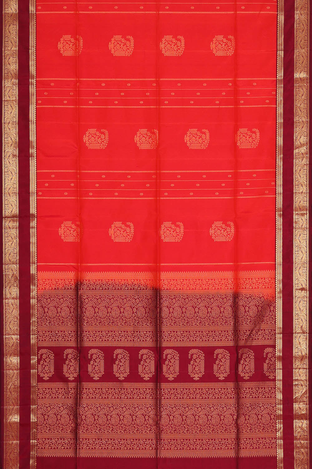 Image of Orange South Silk Saree