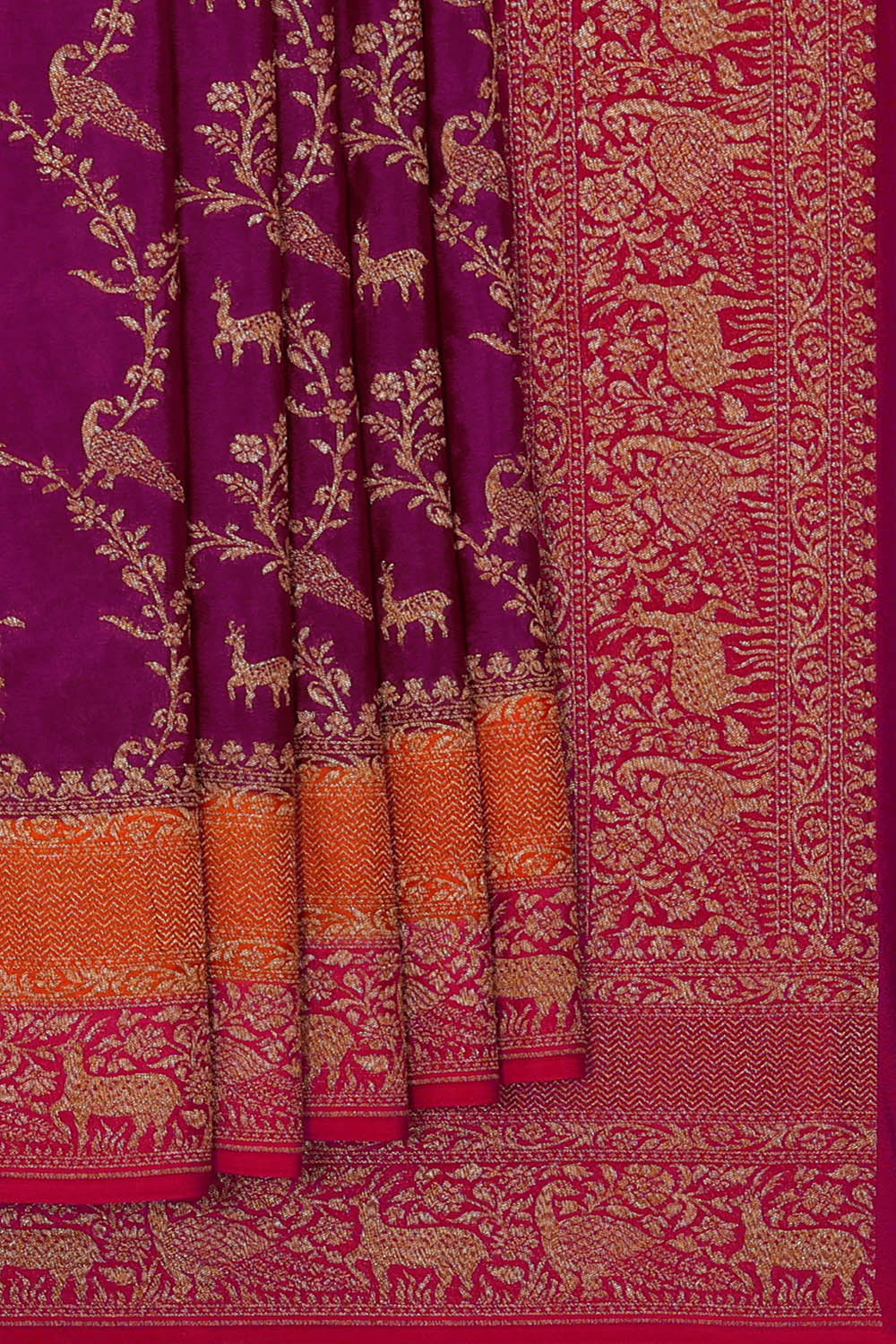 Image of Purple Banarasi Crepe Saree