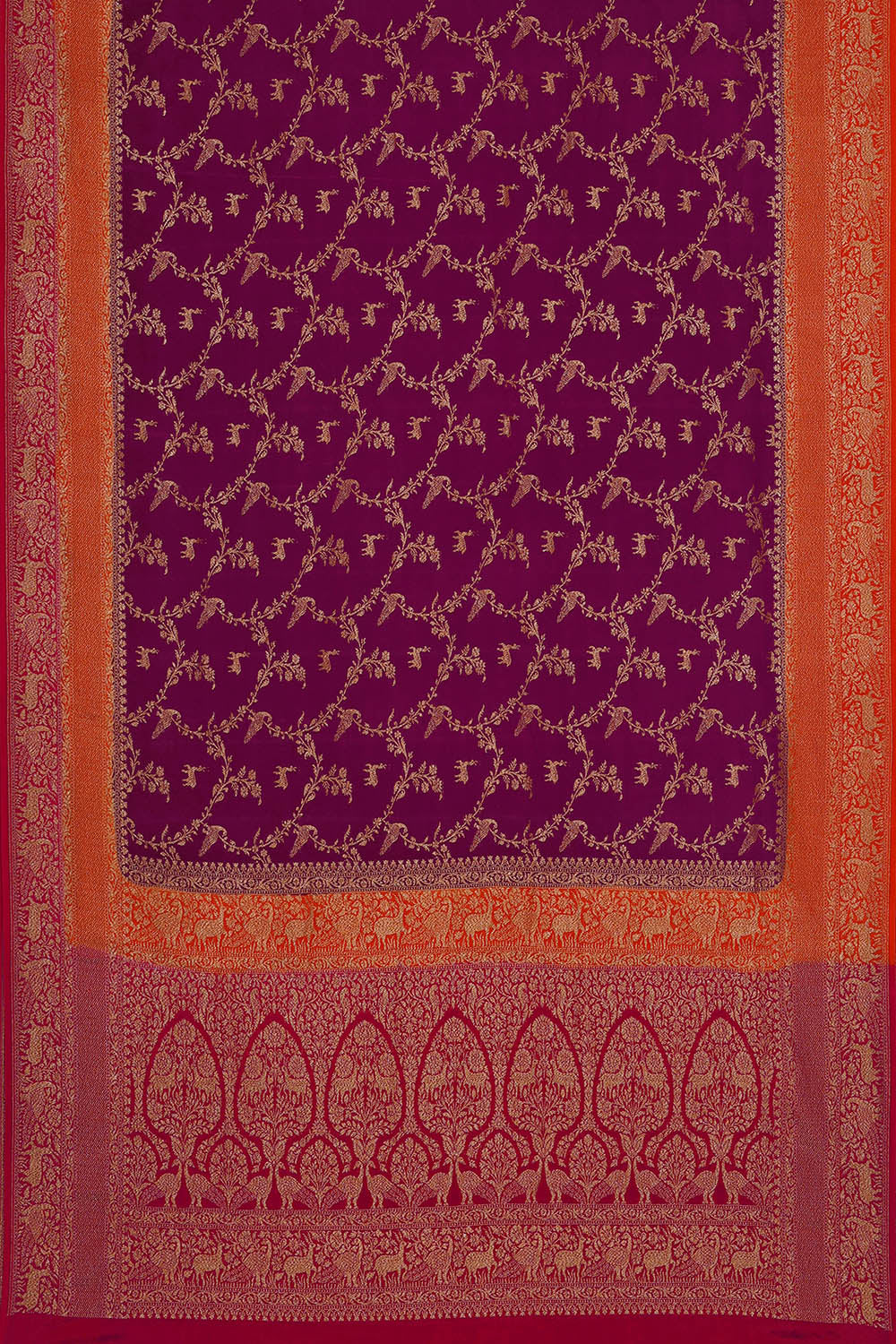 Image of Purple Banarasi Crepe Saree