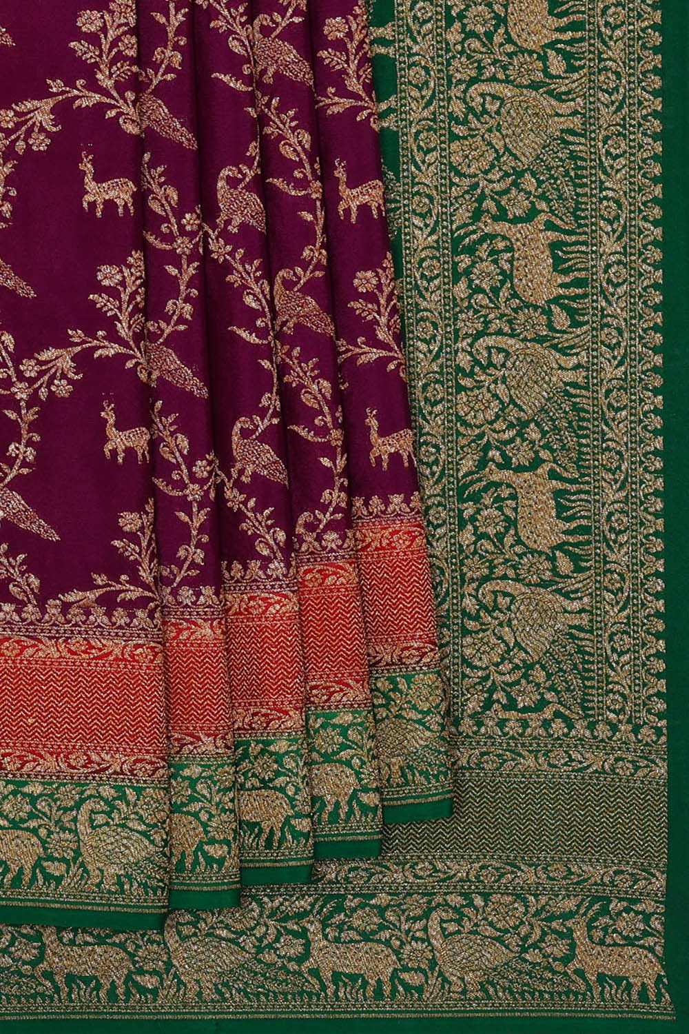 Image of Purple Banarasi Crepe Saree