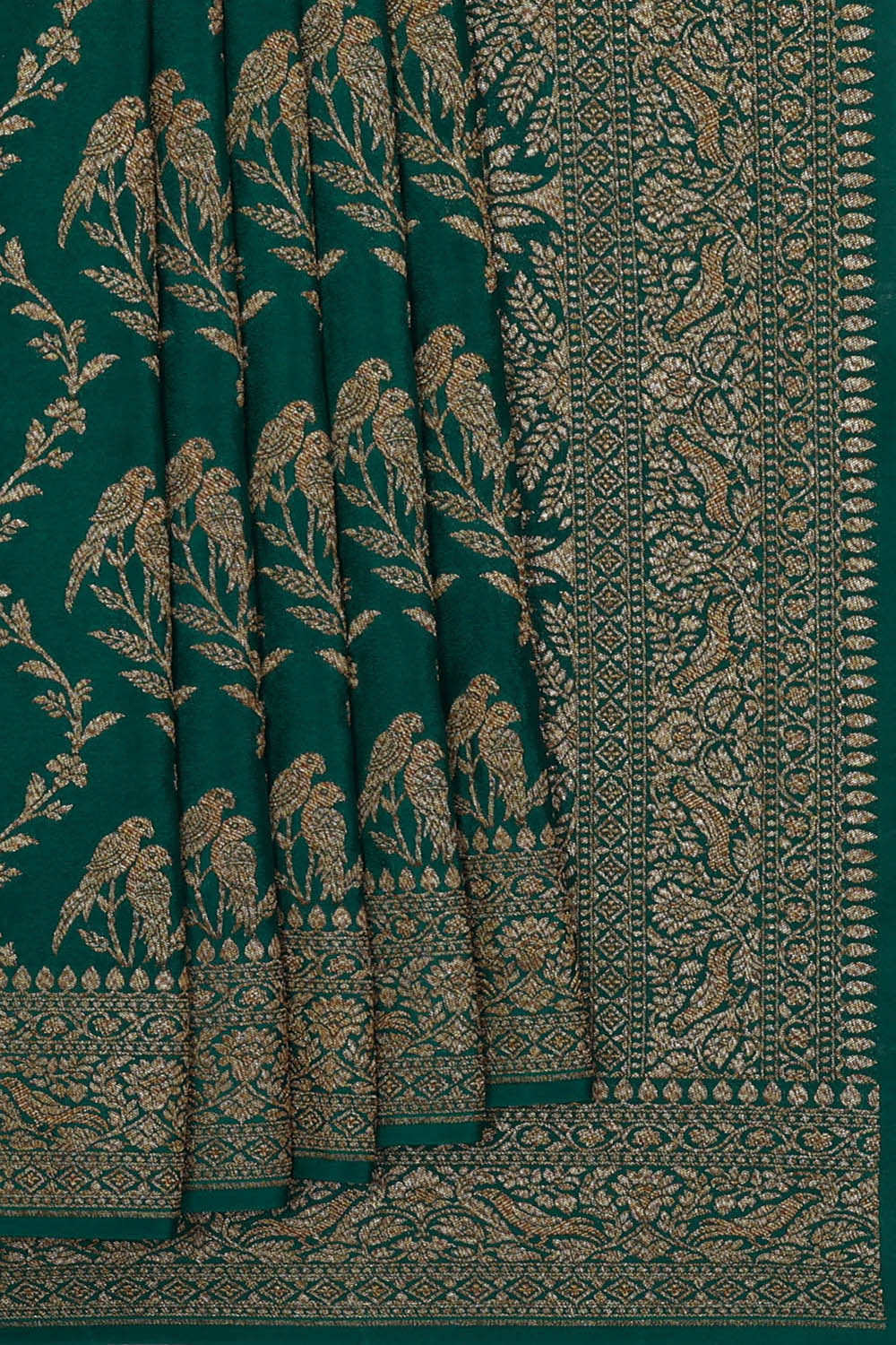 Image of Green Banarasi Crepe Saree