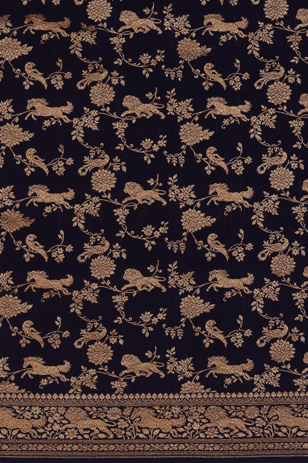 Image of Navy-Blue Banarasi Crepe Saree
