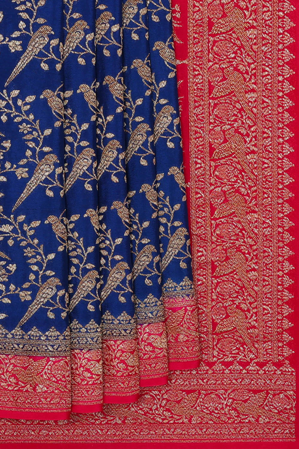 Image of Royal-Blue Banarasi Crepe Saree