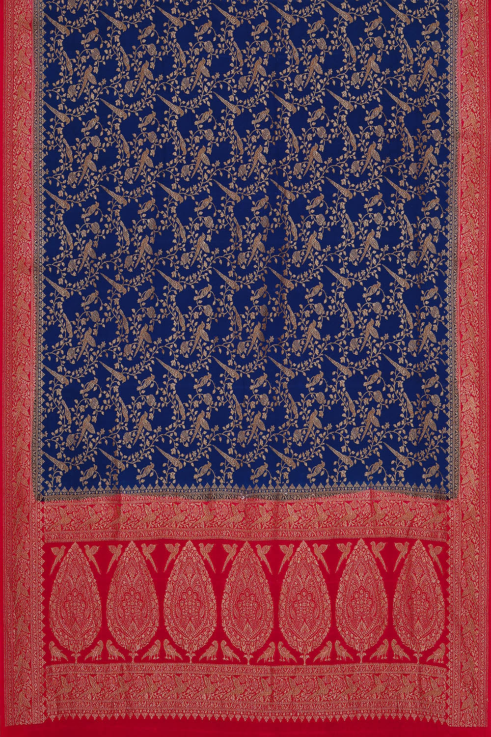 Image of Royal-Blue Banarasi Crepe Saree