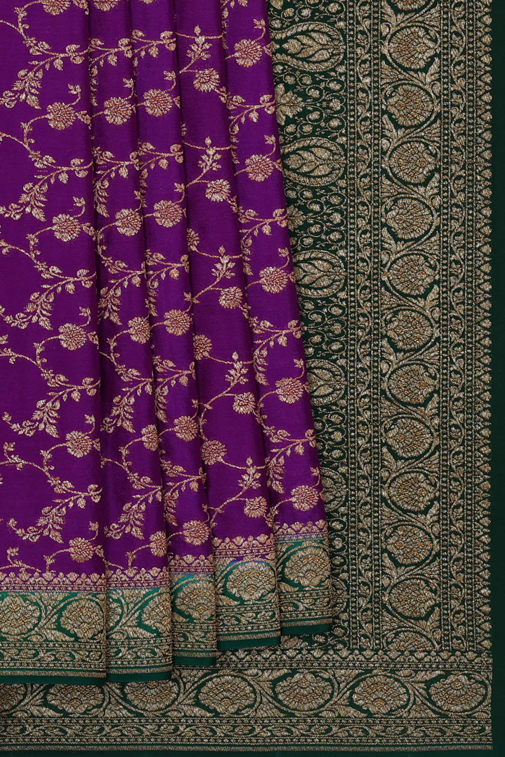 Image of Purple Banarasi Crepe Saree