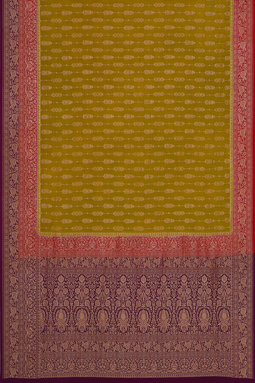 Image of Moss- Green Banarasi Crepe Saree