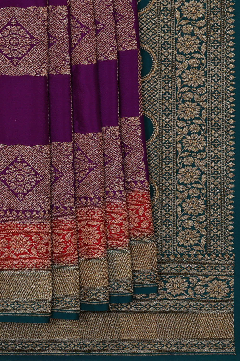 Image of Purple Banarasi Crepe Saree