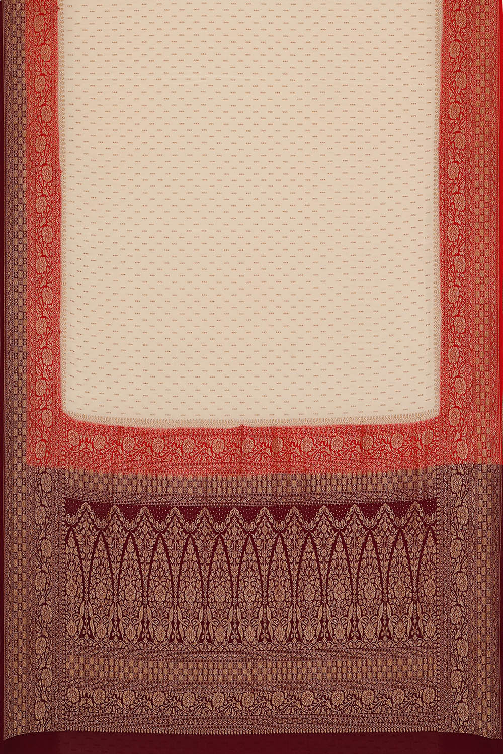 Image of Off-White Banarasi Crepe Saree