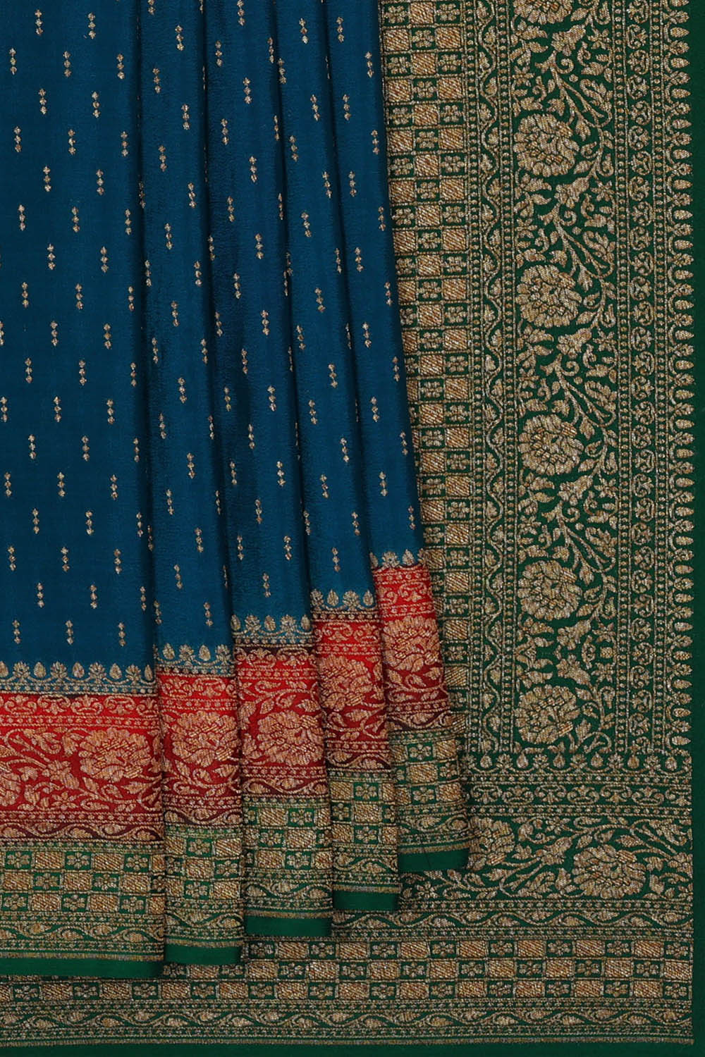 Image of Blue Banarasi Crepe Saree