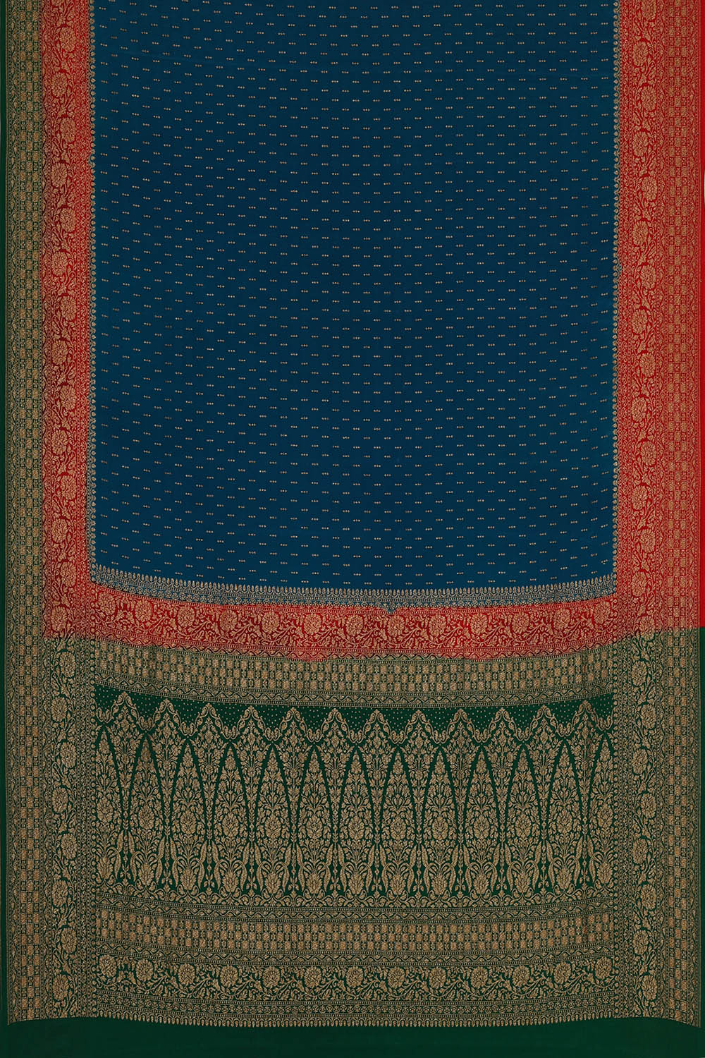 Image of Blue Banarasi Crepe Saree