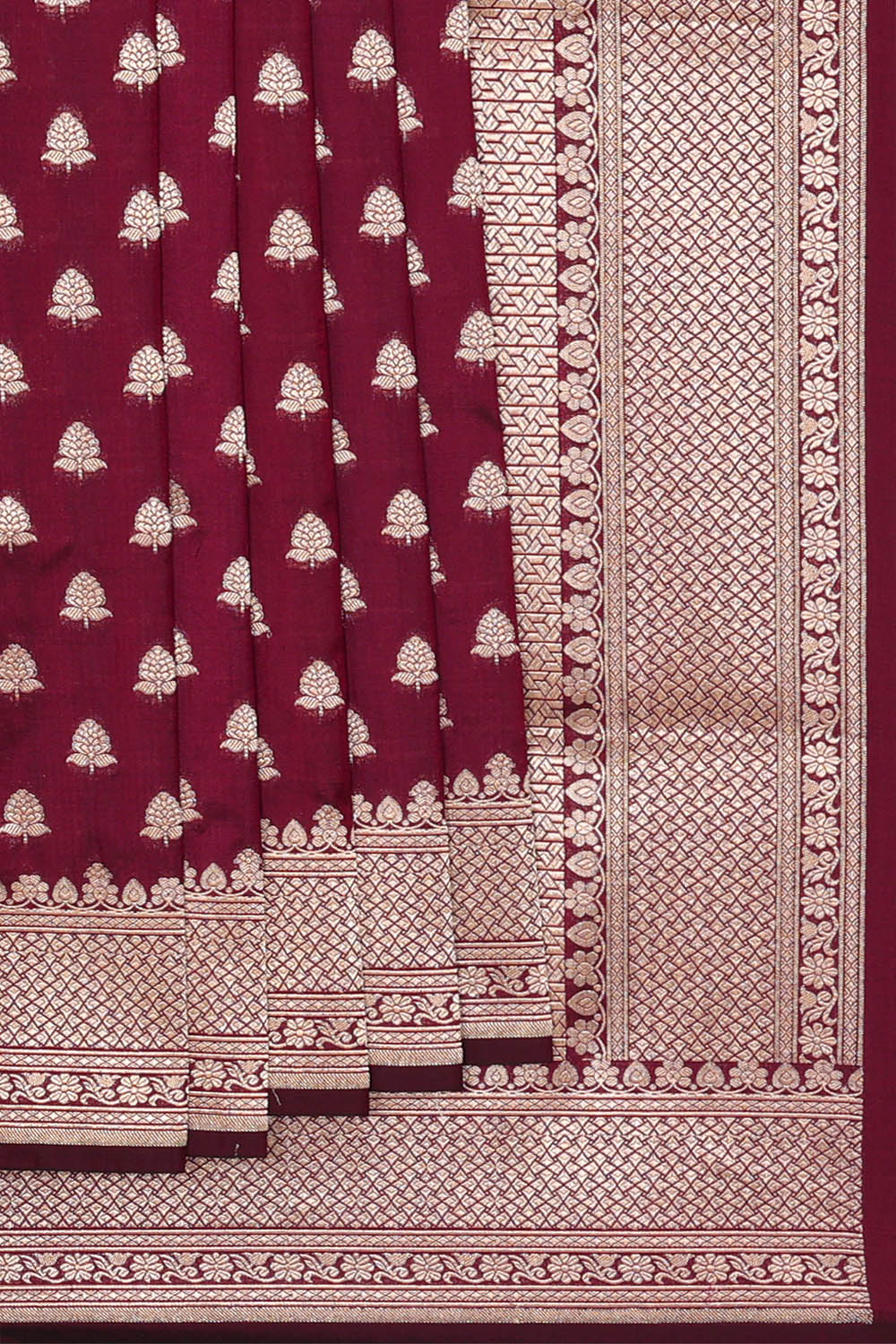 Image of Maroon Banarasi Silk Saree