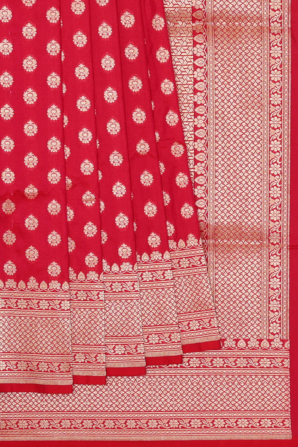 Image of Red Banarasi Silk Saree